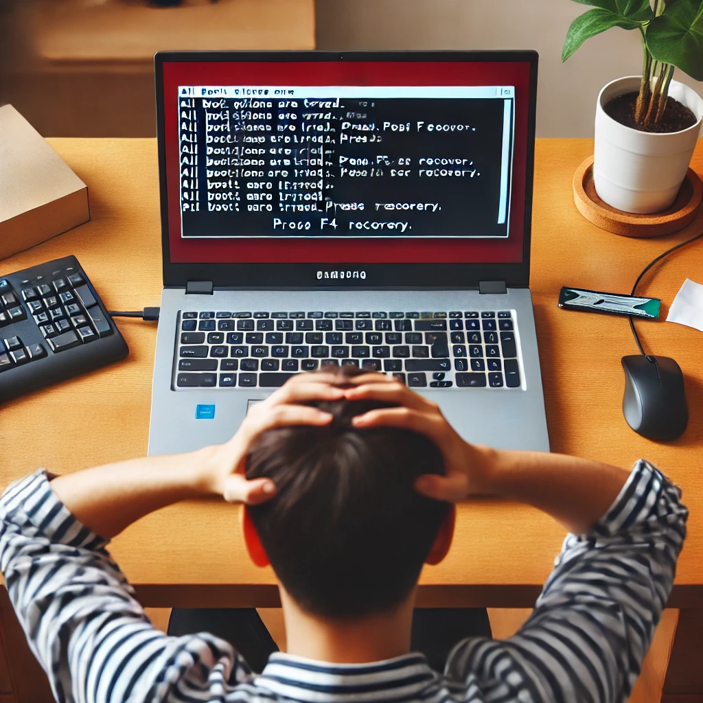 삼성 노트북 부팅안됨 해결 방법 "All boot options are tried."