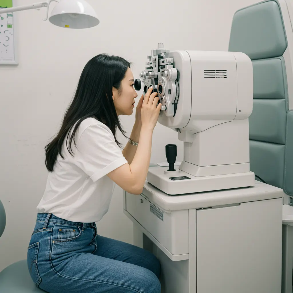 실명 초기 전조증상때문에 안과검사받는 이미지