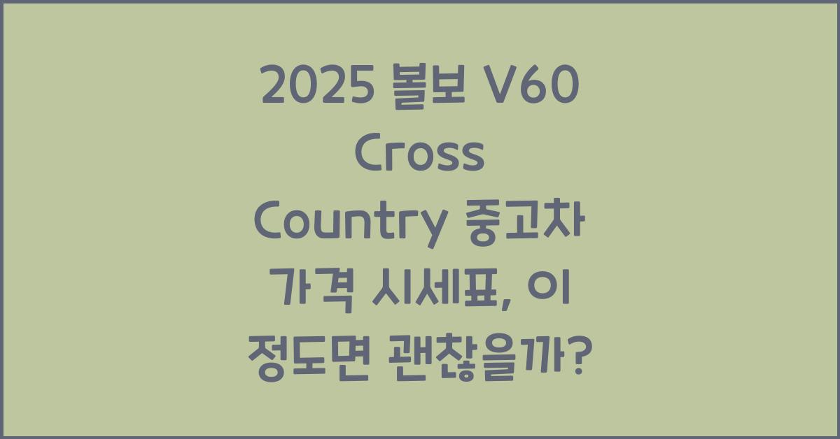 2025 볼보 V60 Cross Country 중고차 가격 시세표