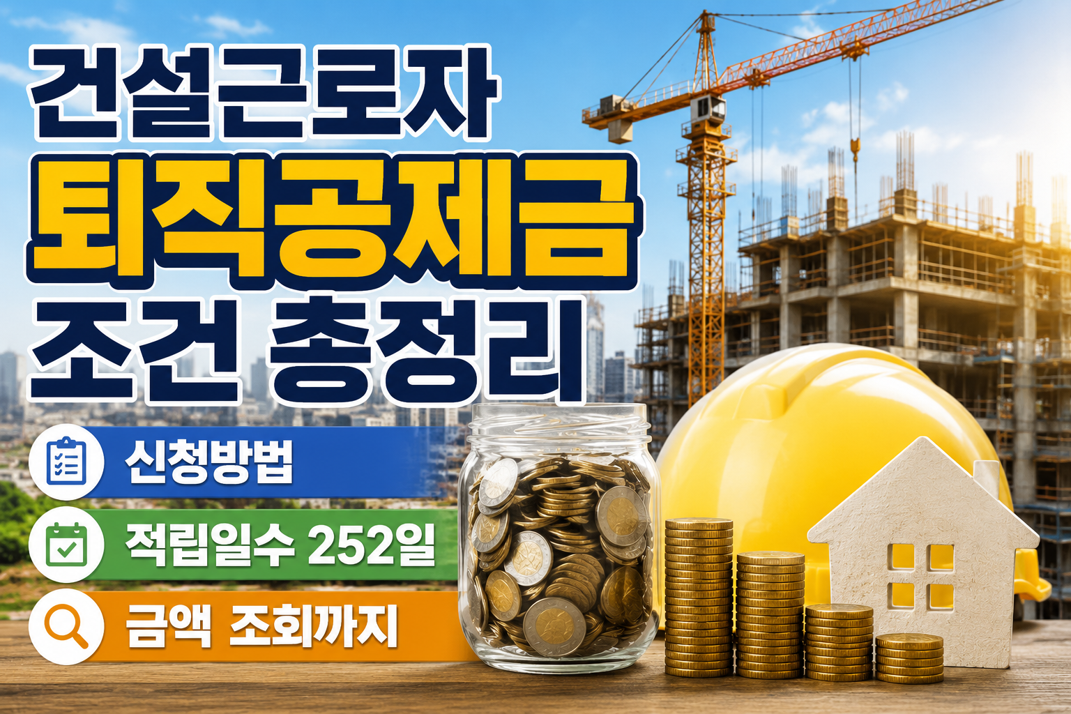 건설근로자 퇴직공제금 조건 총정리｜신청방법&middot;적립일수 252일&middot;금액 조회까지 관련 사진