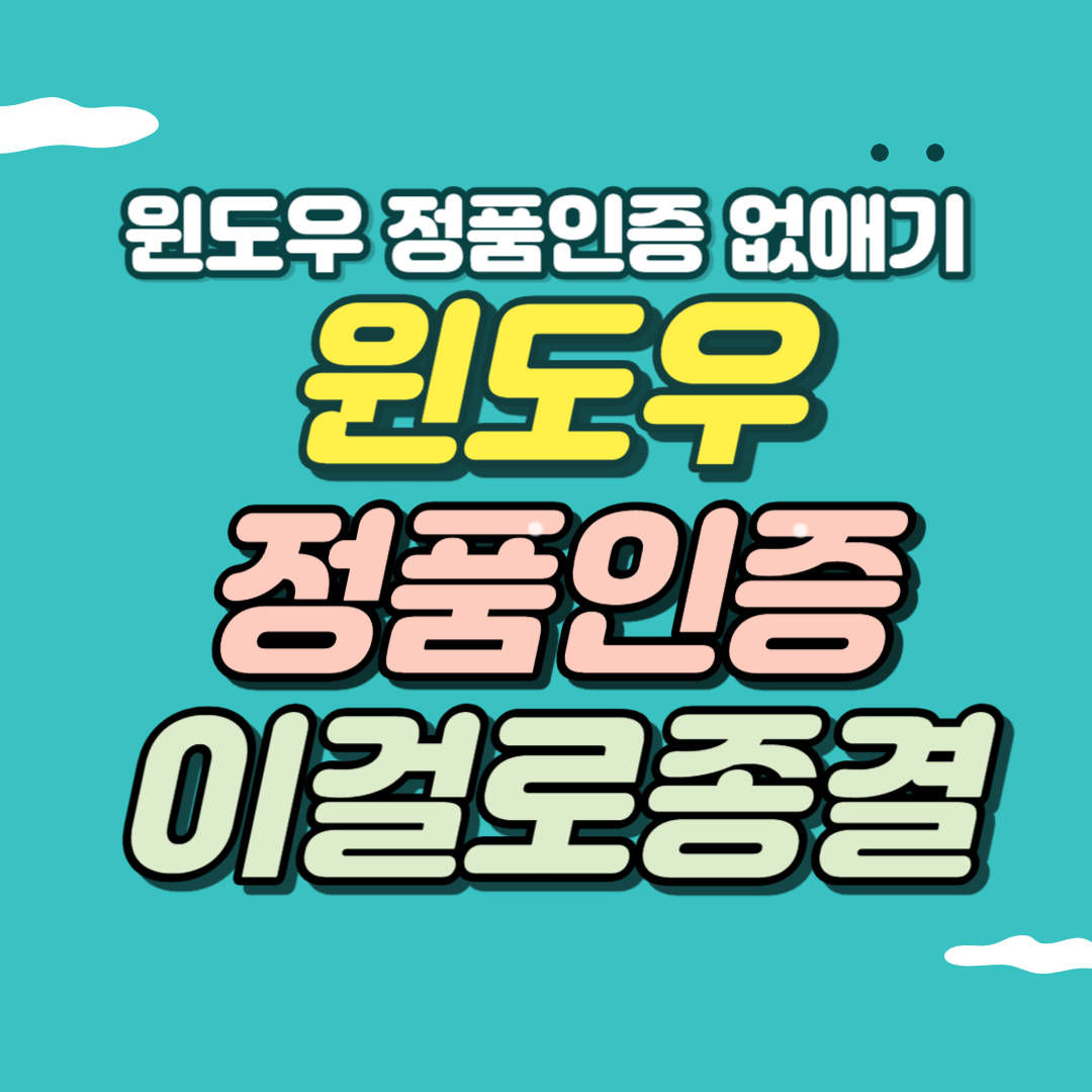 윈도우 정품인증 없애기