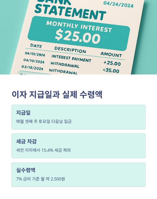 이자 지급일과 실제 수령액