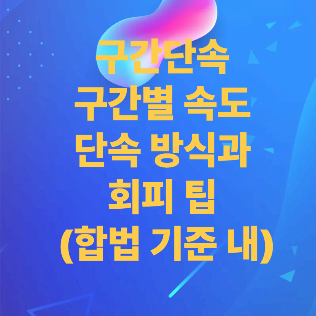 구간단속 구간별 속도 단속 방식과 회피 팁 (합법 기준 내)