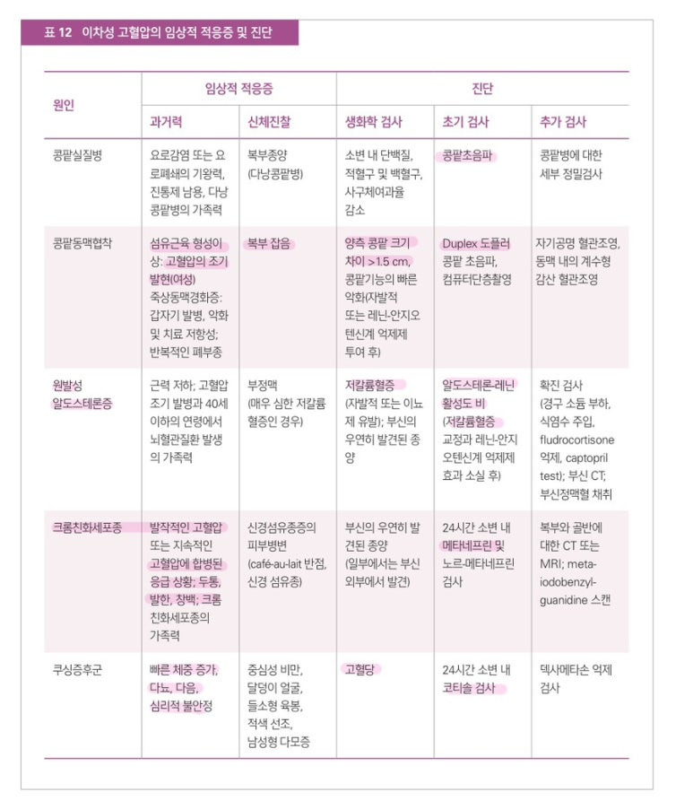 이차성 고혈압의 임상적 적응증