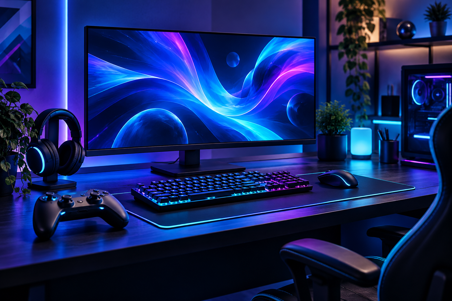 스팀 게임 구매와 환불 조건을 설명하는 게임용 PC 일러스트