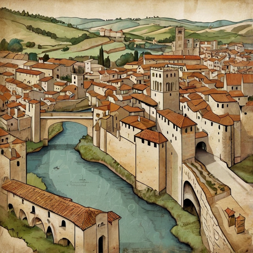 바르셀로라 근교 베살루 전경 이미지