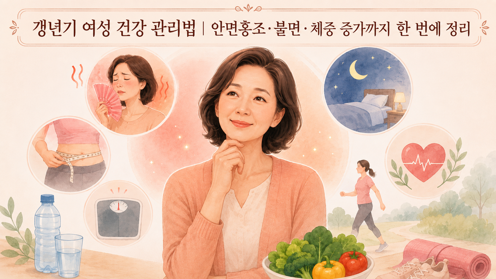 갱년기 여성 건강 관리법/안면홍조, 불면증, 체중증가까지 한 번에 정리