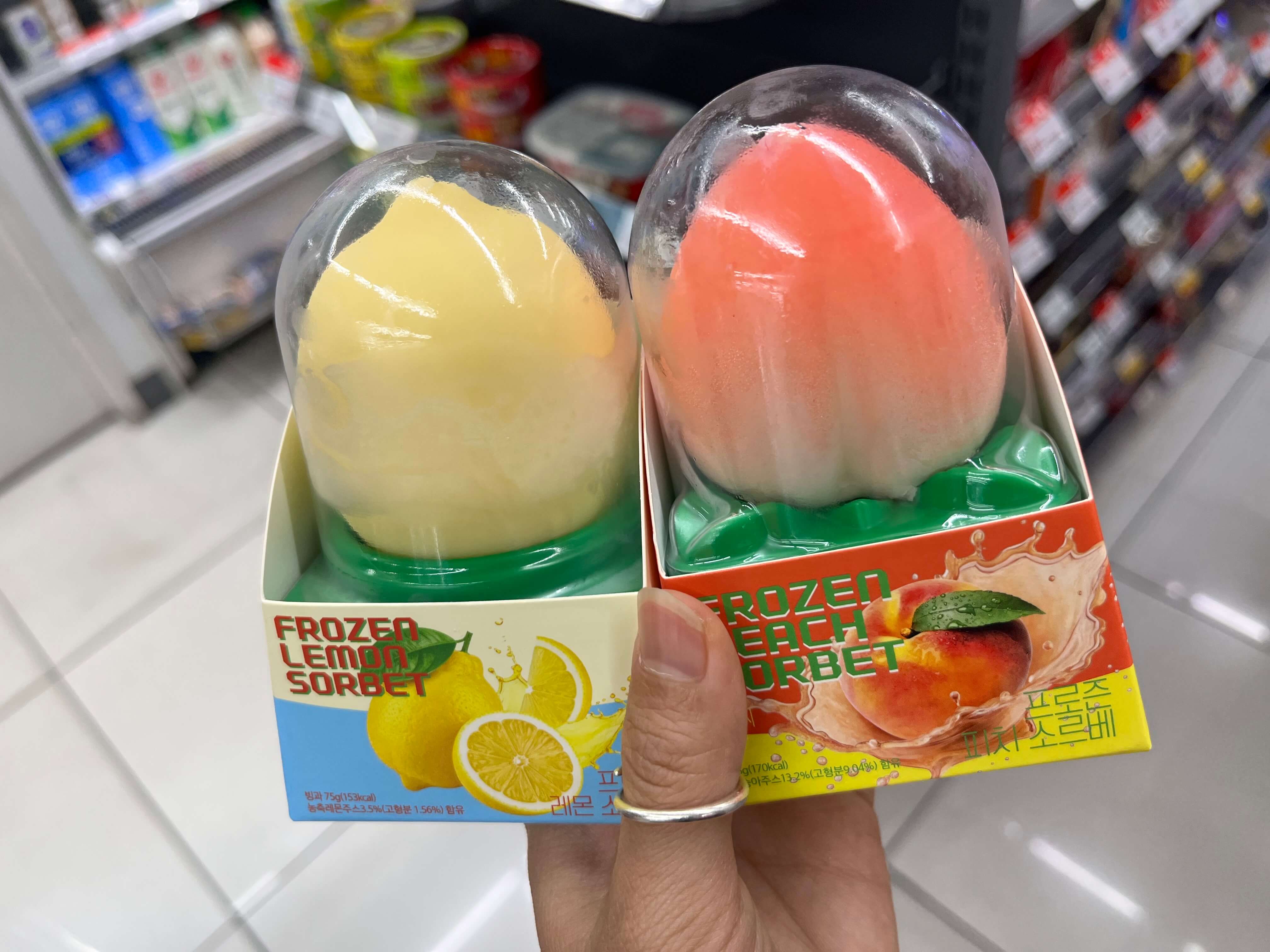 GS25 편의점 신상 프로즌 소르베 과일모양 아이스크림 피치 레몬 애플망고