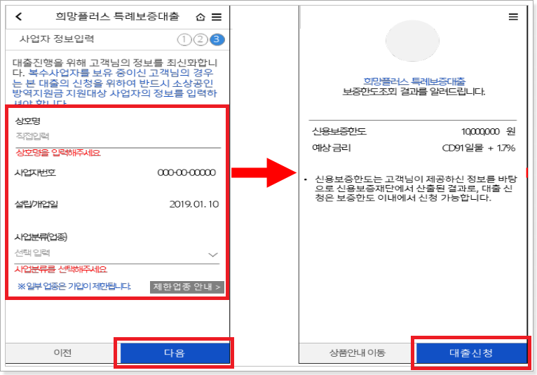 사업자정보-입력-및-간편한도-산출