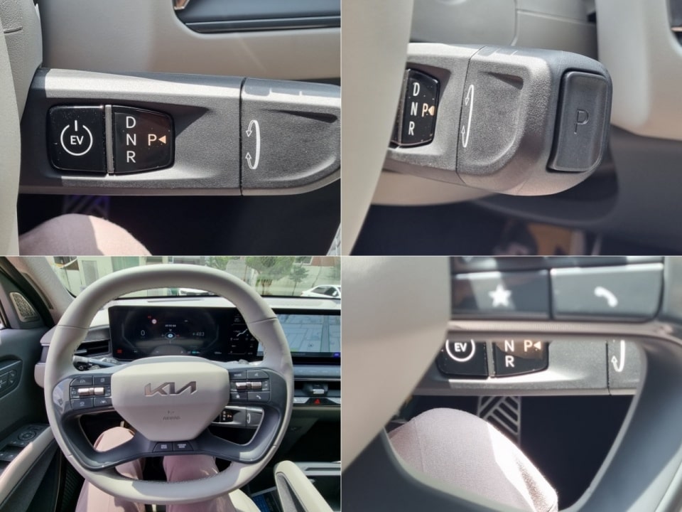 EV9 전원 버튼은 전자식 변속 칼럼 안쪽에 붙습니다.