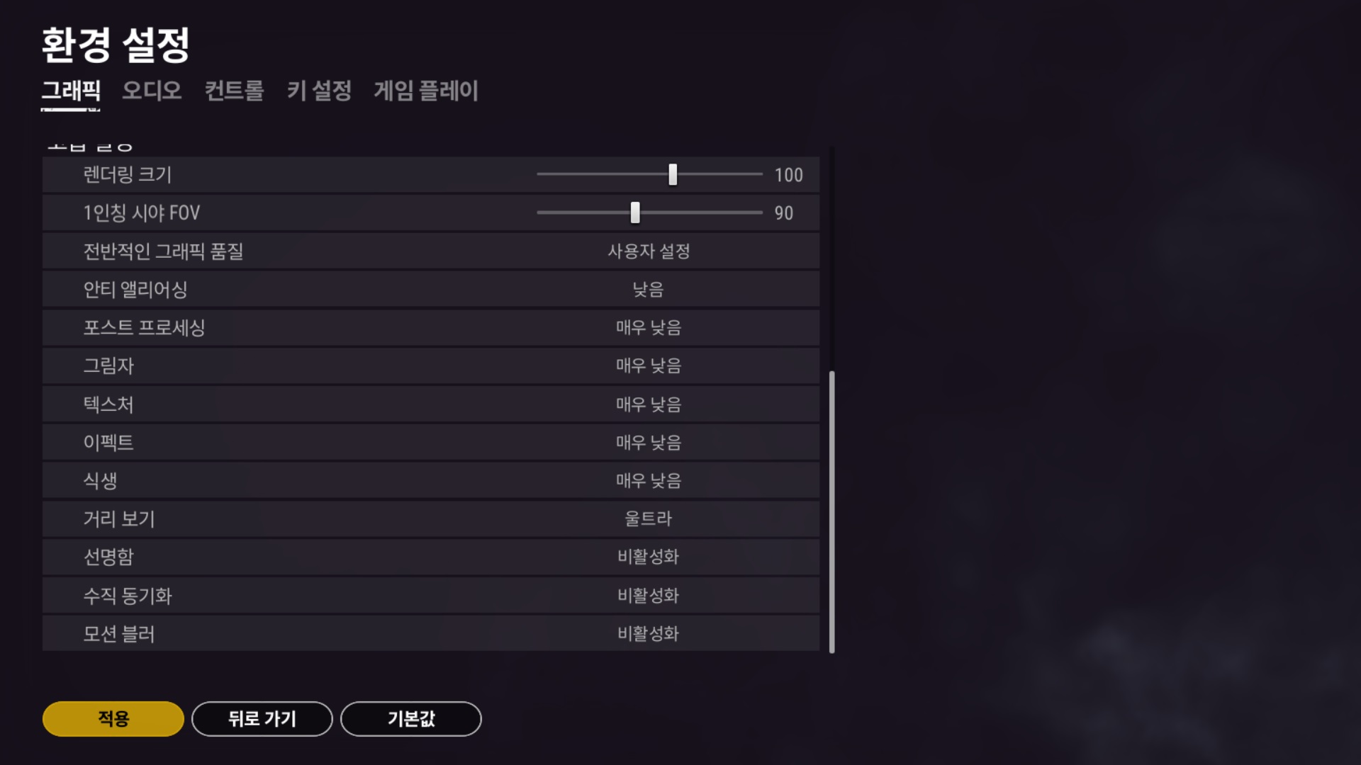 배틀그라운드 옵션