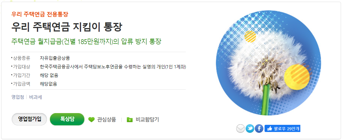 우리은행 주택연금 지킴이 통장