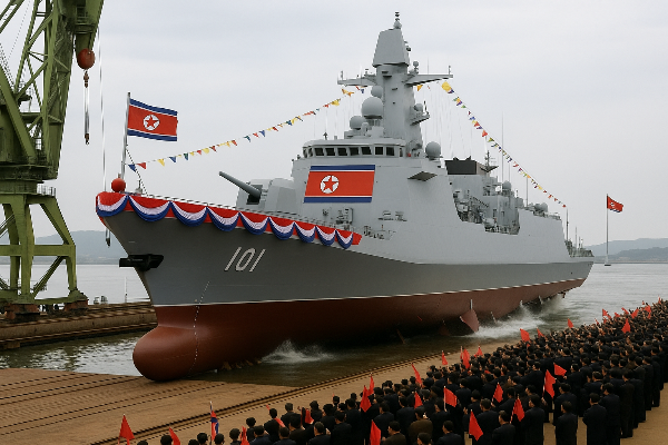 북한, 신형 '최현급' 구축함 진수