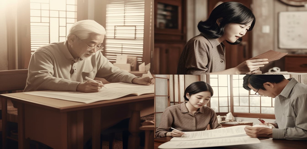 노년 남성이 주거급여 신청 서류를 작성하는 모습