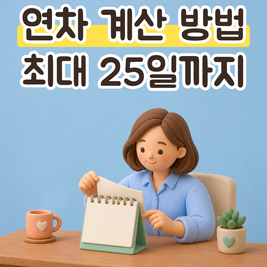 사무실 책상에서 탁상 달력을 넘기며 휴가 날짜를 세는 자녀