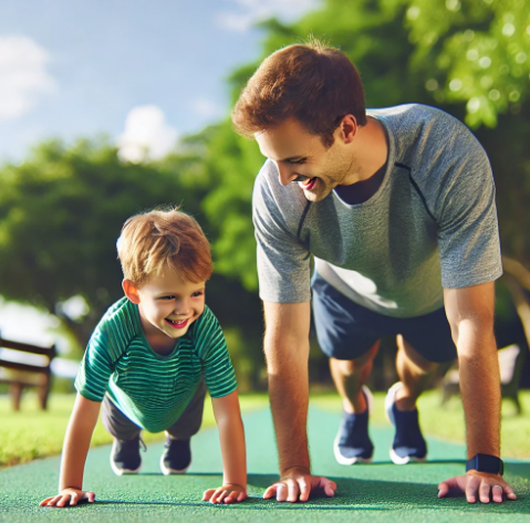아빠랑 운동하는 사진
