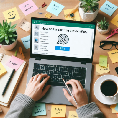 다양한 색의 포스트잇이 붙어있는 노트북을 사용하는 손의 이미지.