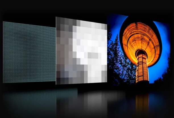 미니 LED를 제어 영역으로 구분하는 방법을 보여주는 다이어그램.