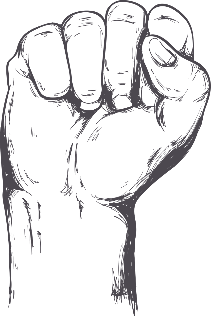 주먹을 불끈 쥔 이미지