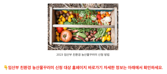 임산부 친환경 농산물 꾸러미 신청 대상 홈페이지 바로가기 자세한 정보는 아래에서 확인하세요.
