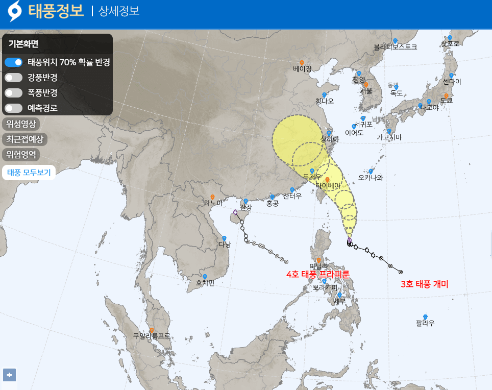 기상청 태풍 정보, 태풍 방향