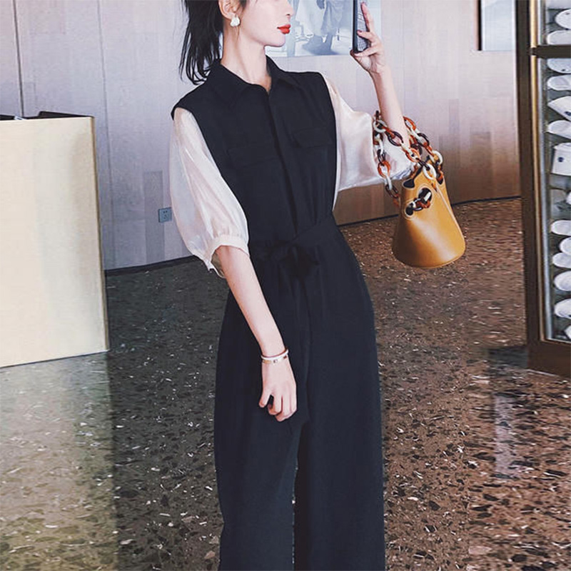 여성 여름점프수트 여 여름 조거 와이드 9부 와이드 점프슈트