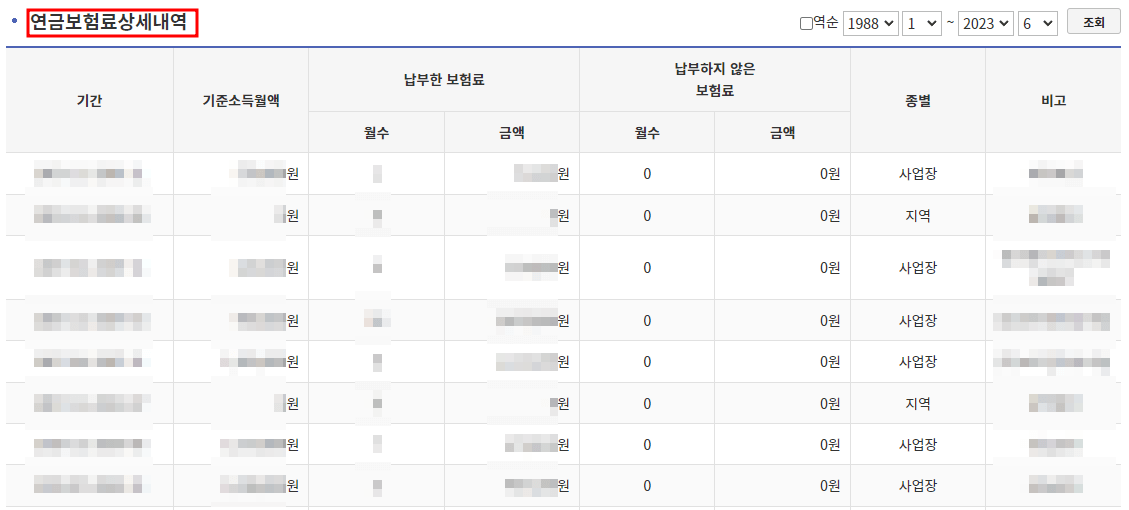 국민연금 납부액 조회