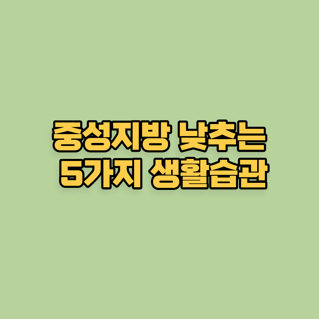 중성지방 낮추는 5가지 생활습관, 일상에서 실천하는 혈관 건강법