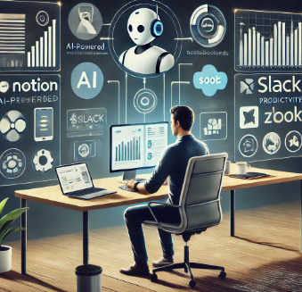 ai와 함께 일하는 듯한 모습 연출