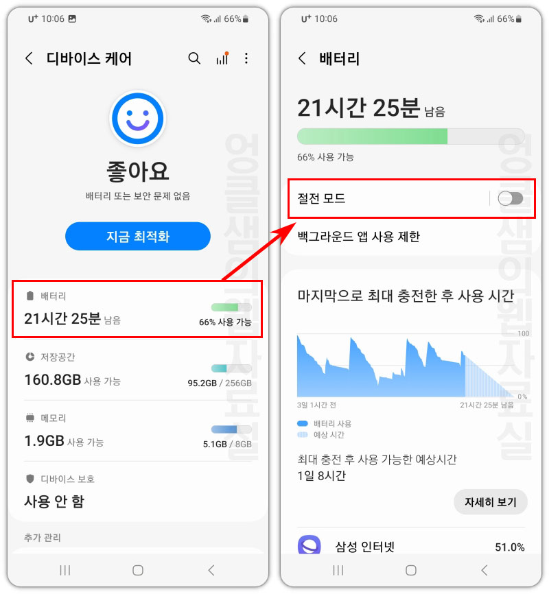 갤럭시 배터리 절전모드