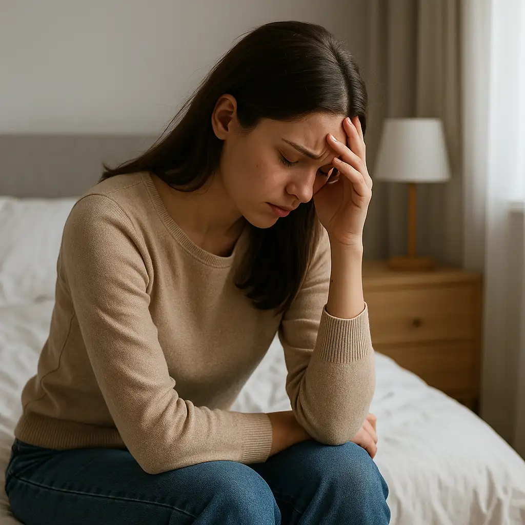 연휴가-끝난-뒤-일상으로-돌아가며-느끼는-피로감과-무기력함을-표현한-실내-분위기의-우울한-표정의-사람을-담은-이미지