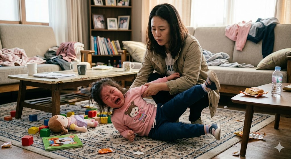 집에서 떼쓰는 아이