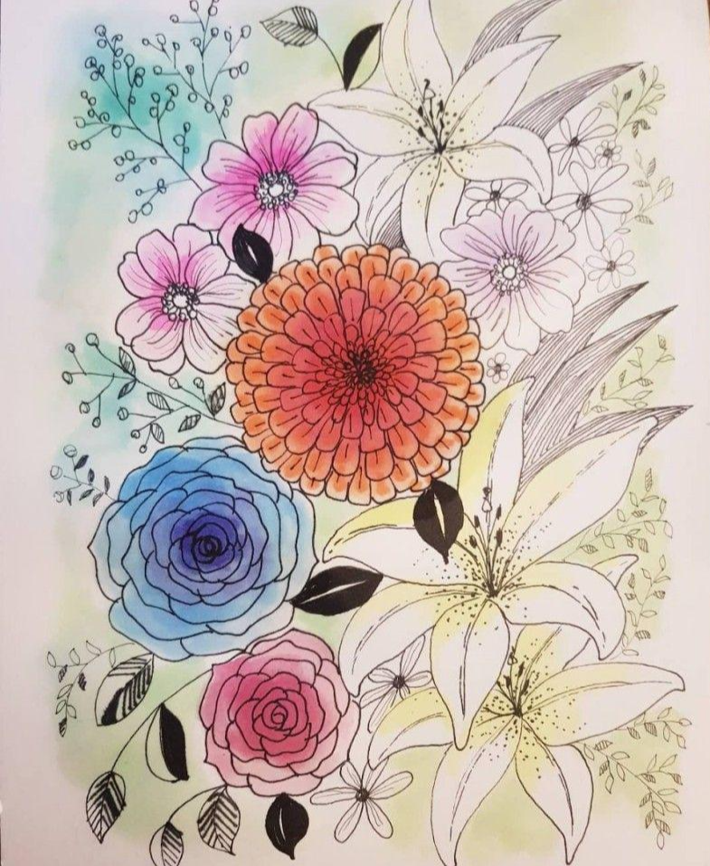 수채화 물감, 펜그림