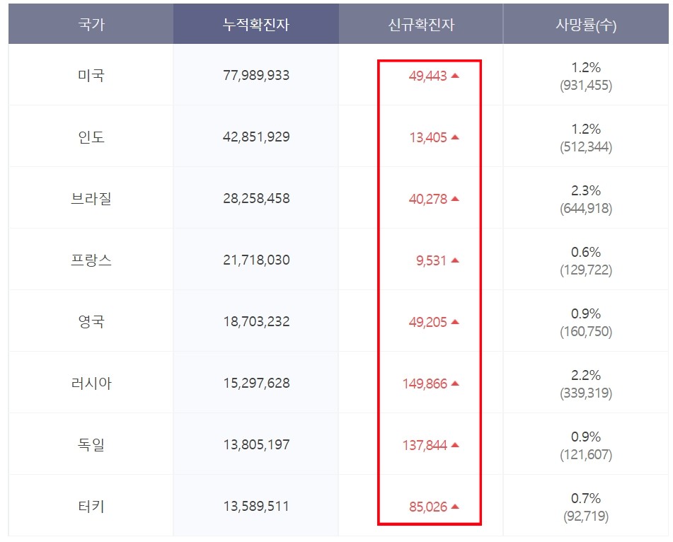 코로나 확진자 현황