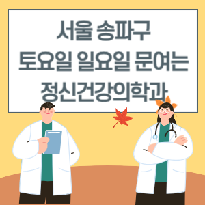 서울 송파구 토요일 일요일 정신건강의학과 진료 병원 리스트