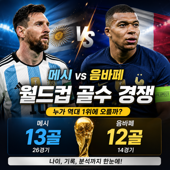 음바페 월드컵 골수, 나이 총정리! 메시 기록 넘을 수 있을까