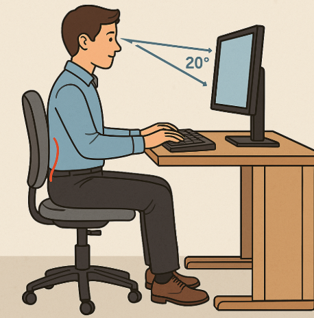 허리통증 예방자세- 인체 공학적 업무환경 이미지