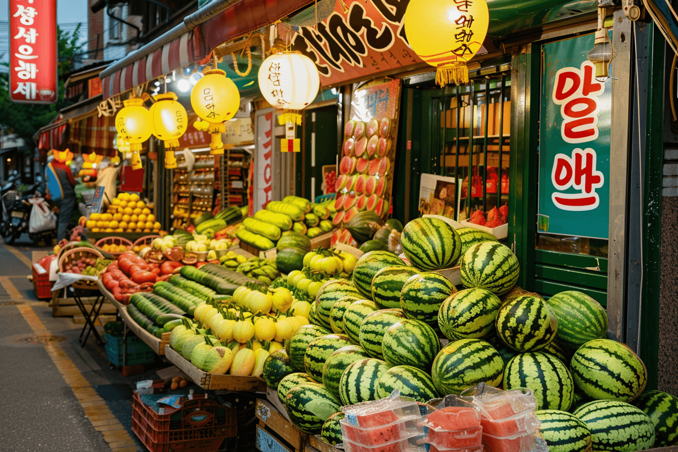 상점에-진열된-수박들
