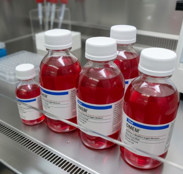 세포 배양에 사용되는 DMEM 배지 사진