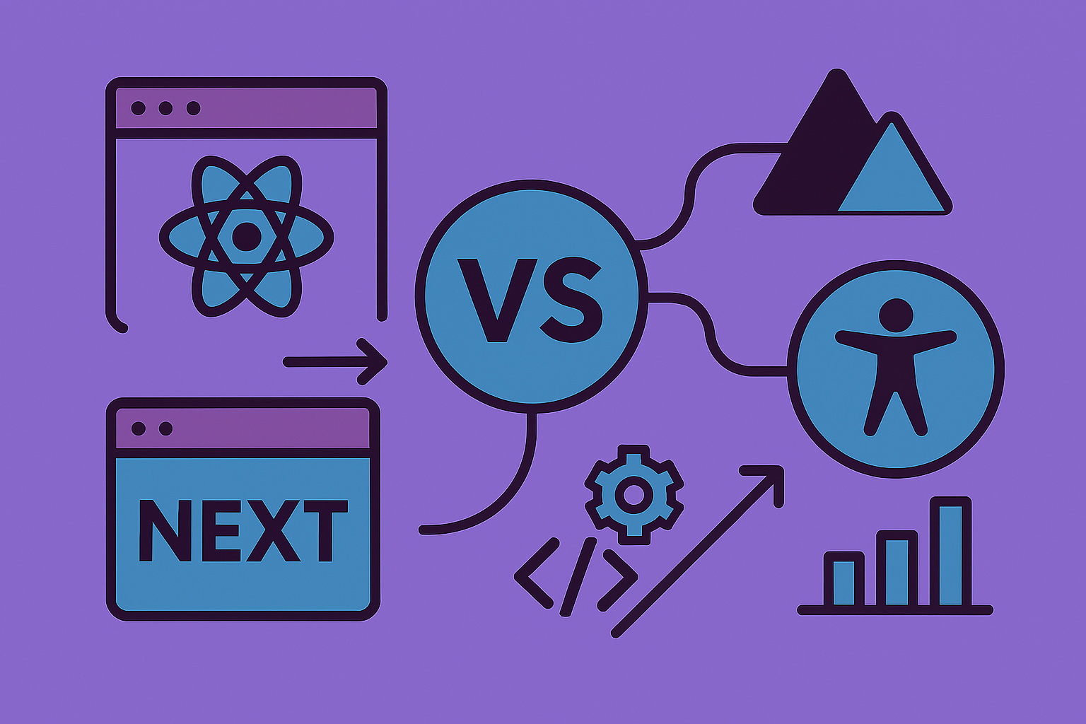 Next.js와 Nuxt.js의 구조적 접근 차이를 비교한 일러스트