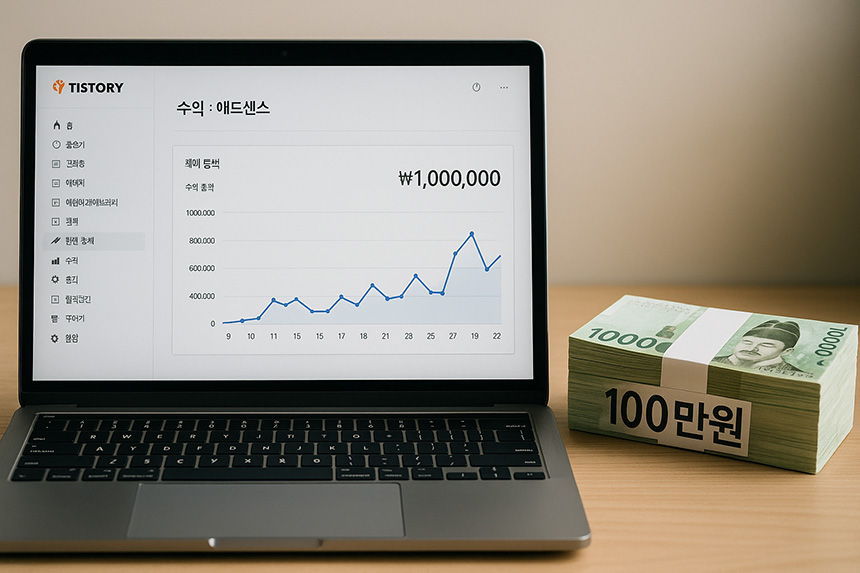 티스토리-블로그-수익,-월 100만원-버는-3가지-현실적인-방법