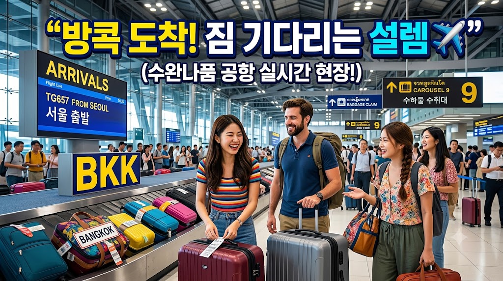 방콕 수완나품 공항 수하물 수취대 풍경