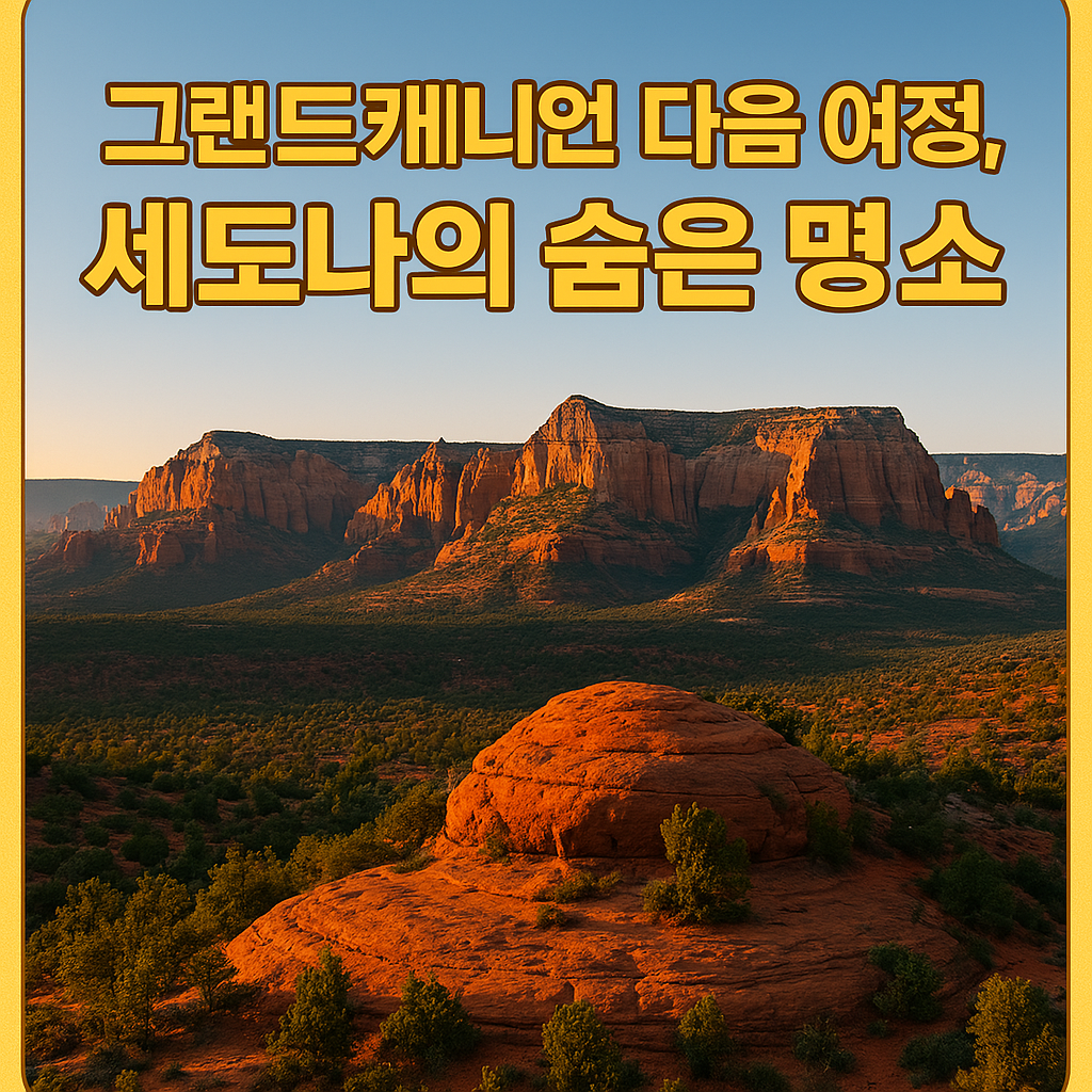 세도나 공항 메사 트레일 전경과 일몰 풍경이 어우러진 썸네일 이미지