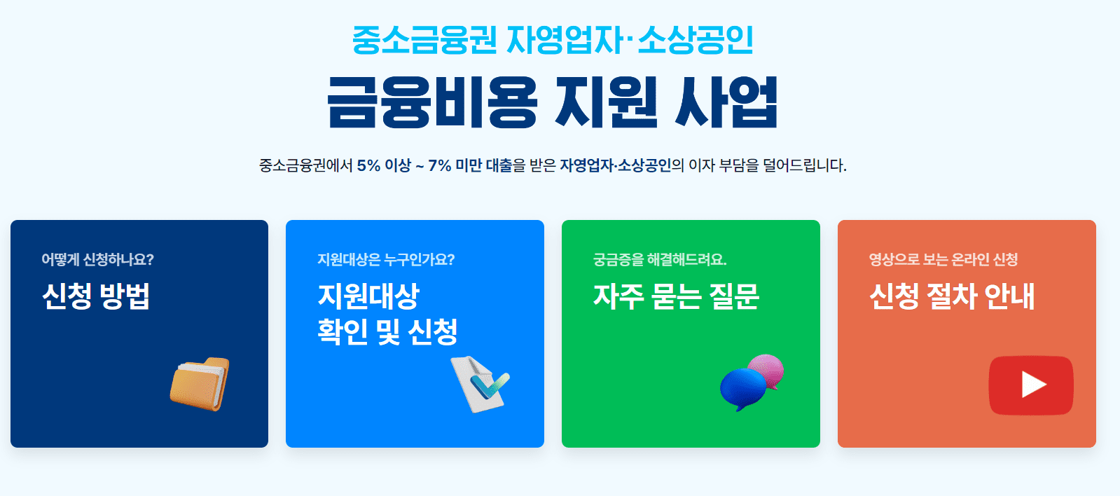 소상공인 대상 이자환급 신청 안내