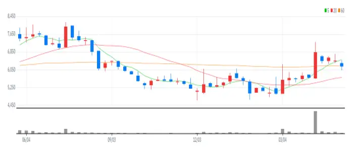 한국전자금융 주봉