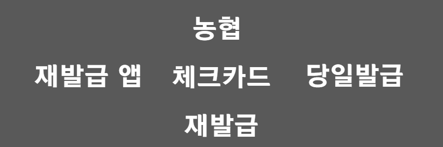 농협 체크카드 재발급하기