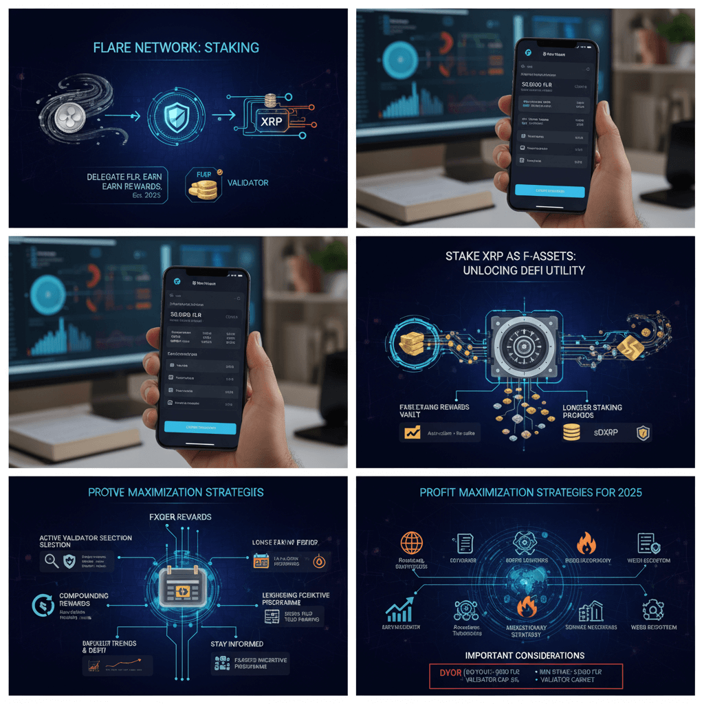 Flare 네트워크의 XRP 스테이킹, DeFi 활용 및 수익 전략에 대한 암호화폐 정보 이미지