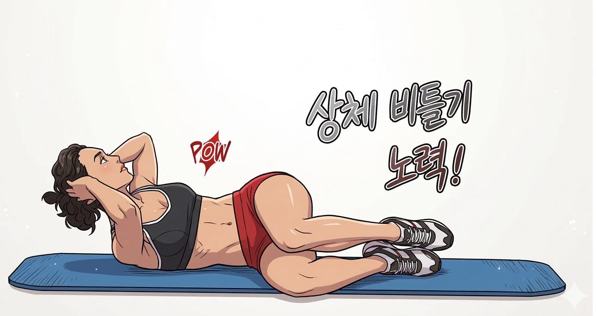 오블리크 크런치 수축 동작"