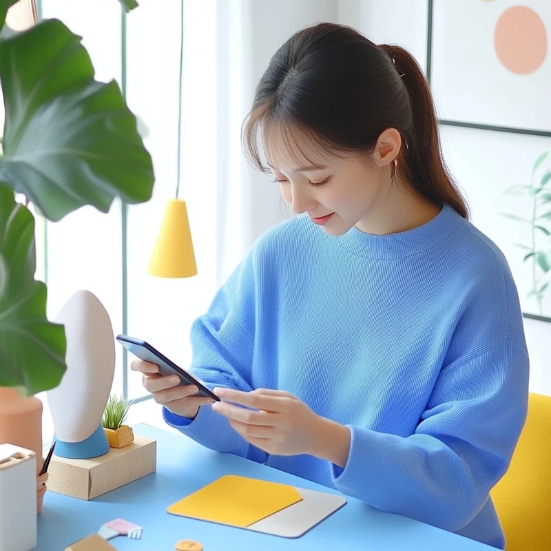 직장인 엄마가 사무실 점심시간에 스마트폰으로 연금 계좌의 테마형 ETF 포트폴리오를 체크하는 모습. 2025 연금 투자, ETF 추천, 장기 자산 배분, 연금 계좌 관리, 투자 방법 등 정보 키워드를 포함해 일상적이고 성실한 투자 습관 표현