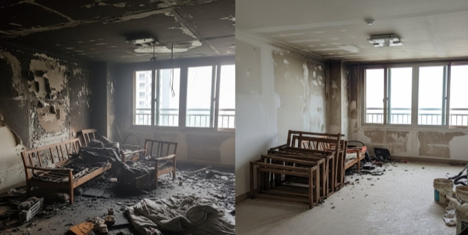 화재청소중 모습